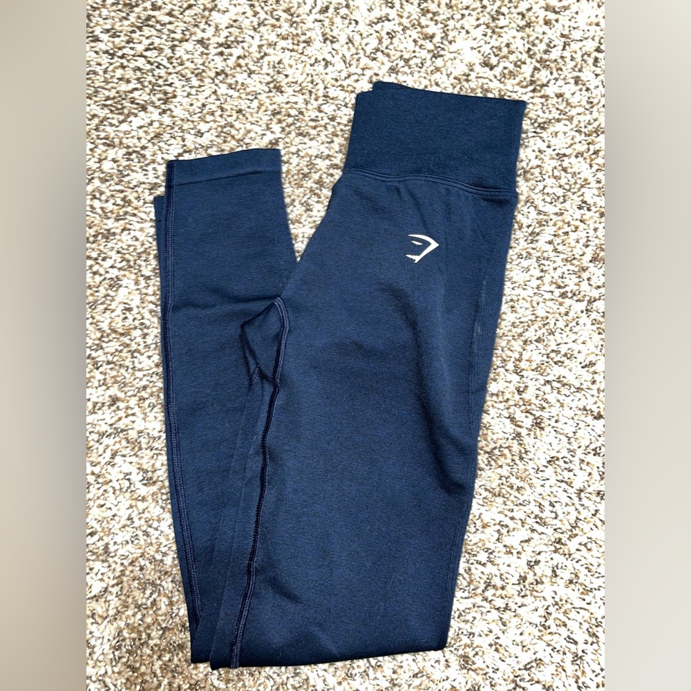 Gymshark. LIFT CONTOUR SEAMLESS LEGGINGS. Midnight Blue/Black Marl. Size Small